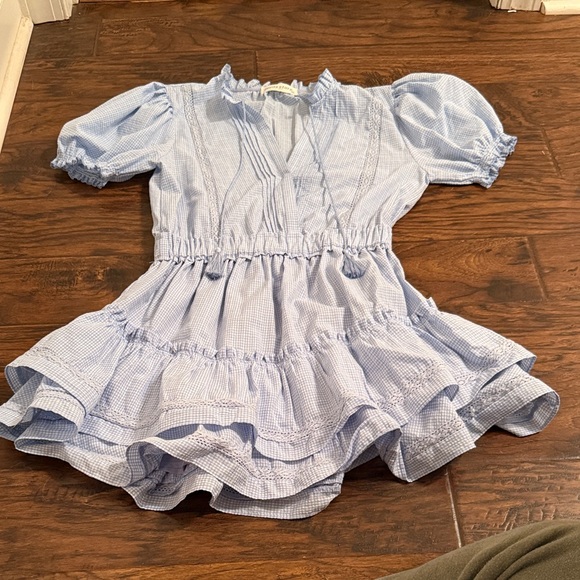 Blue Ruffled Women's Dress - Picture 1 of 4